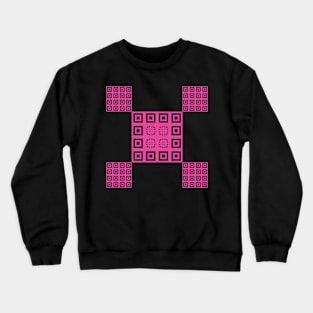 Hot Pink - Abstract Geometric Pattern Crewneck Sweatshirt